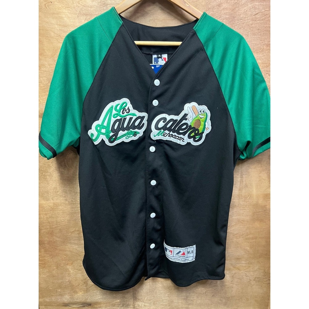 Majestic MLB Los Aguacateros de Michoacan Baseball Jersey Black Green Mens Small